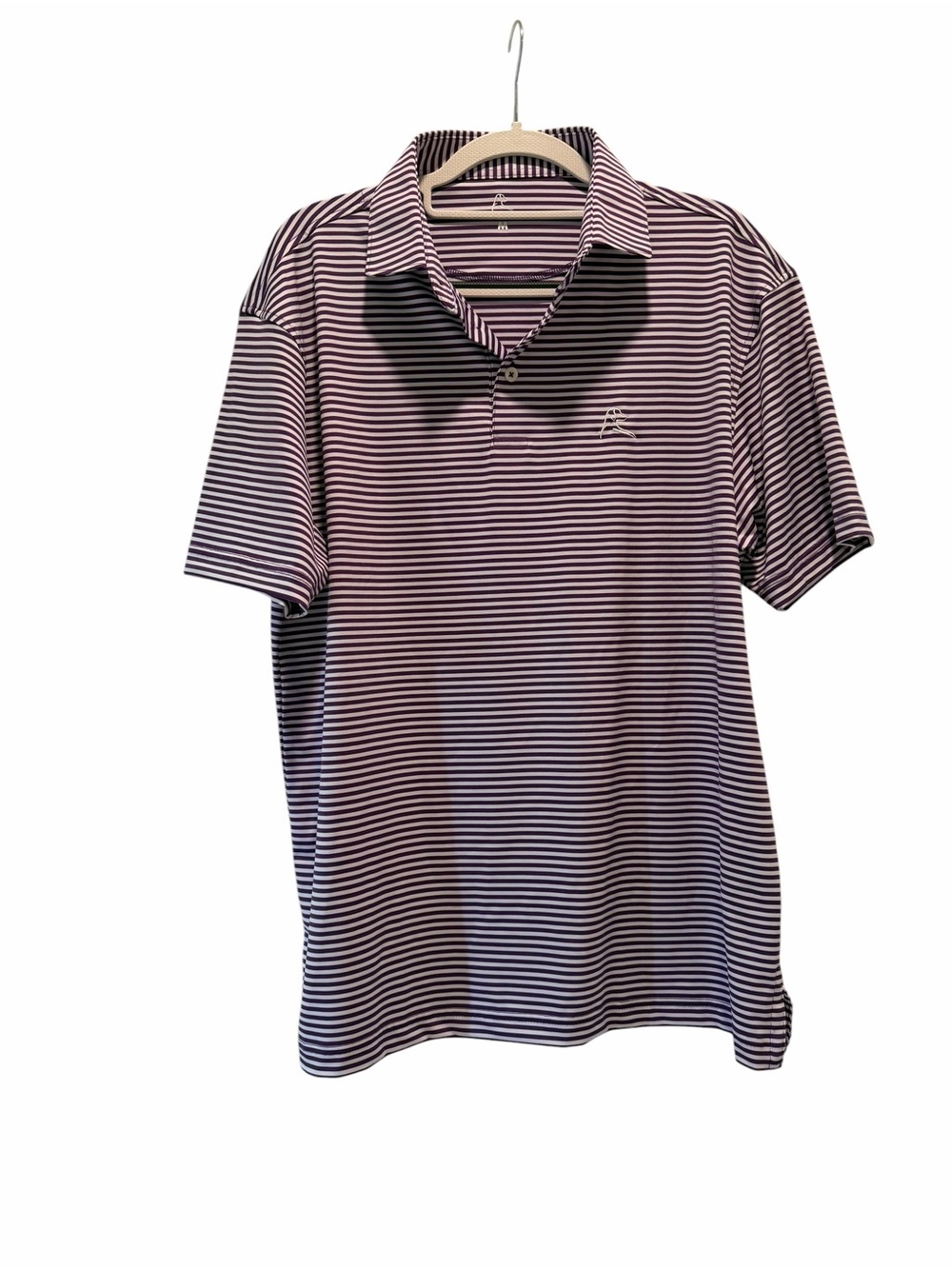 Rhoback Purple and White Striped Performance Polo